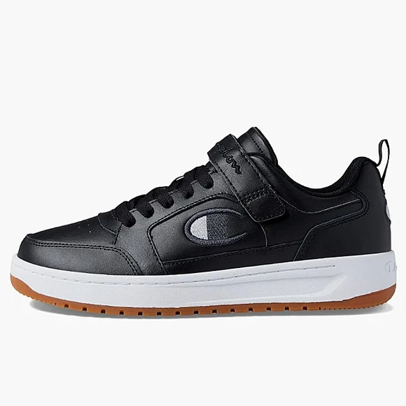New w/Box Champion Men's Drome Lo Leather Black Sneakers w/Textured Gum Sole